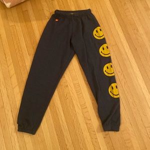aviator nation smily face navy sweatpants size xs